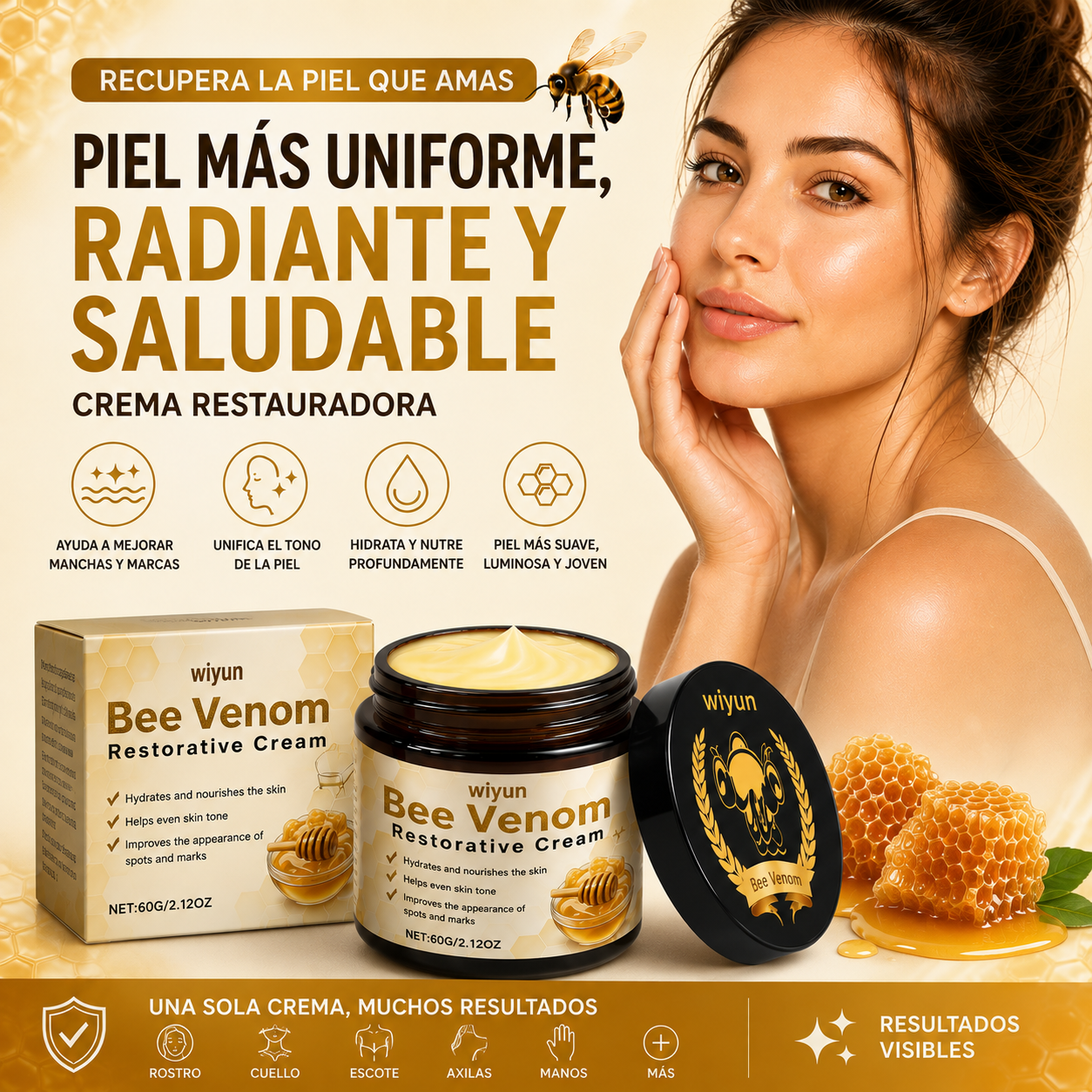 Bee Venom | Crema Restauradora para una Piel Más Uniforme, Radiante y Saludable